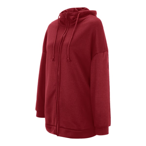 Naisten tavallinen huppari pitkähihainen löysä takki collegepaita Röd 5XL