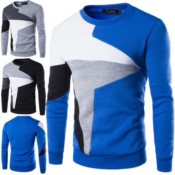 Långärmad Slim Fit Top Casual T-shirt Pullover Sweatshirt för män Ljusgrå XL