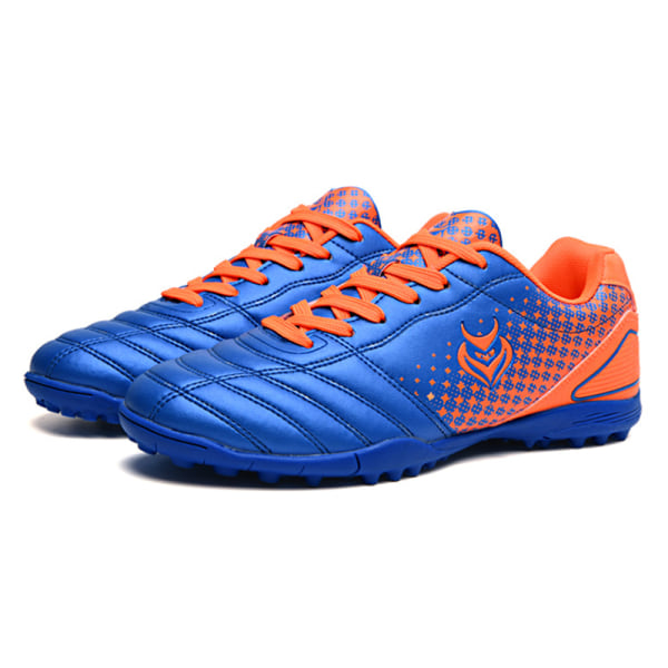 Teenager Unisex fodboldstøvler Spikes Sko Atletik Sneakers Blue Orange 37