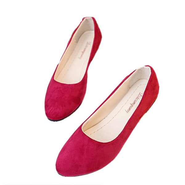 Kvinder Ballet Flats Shoe Casual Comfort Slip On spidstå arbejde Plum Red 42