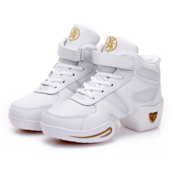 Dam Sneakers med tjocka sulor Jazzskor Dansande Vita mellanklackar White 36