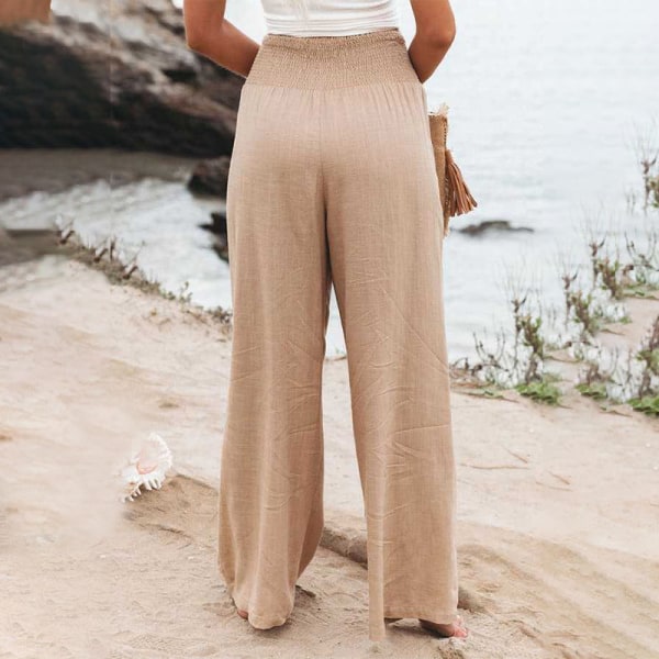 Naisten housut casual , löysä kesälomaranta päivittäinen asu Brown XL
