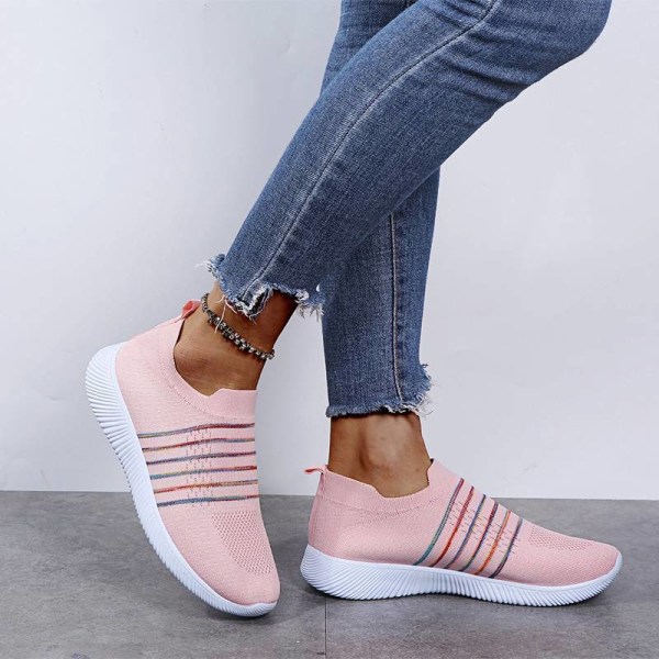 Sneakers med stribede print til kvinder Sportssko Kile Pink,36