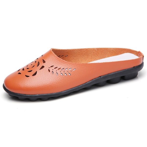 Slip On Shoes til kvinder Mules & Clogs Backless Loafer Hollow Flower Orange 38