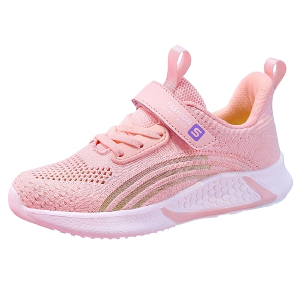 Pojkar Mesh Walking Shoes Rund Toe Platt Low Top Dans Sneakers Rosa 27