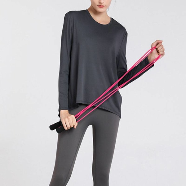 Kvinnor Yoga Toppar Sömlösa Långärmade T-shirts Öppen rygg Lace Up Gray,S