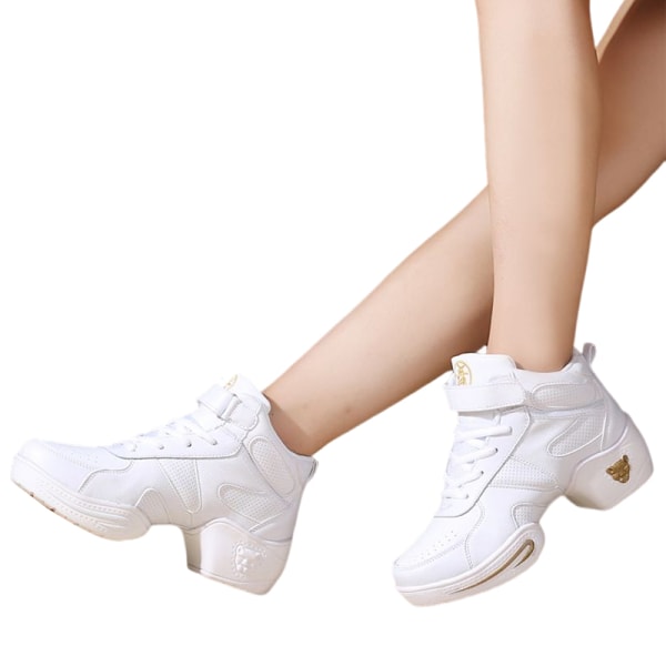Dame Sneakers med tyk sål Jazzsko Dansende Hvide mellemhælede White with Plush Lined 42