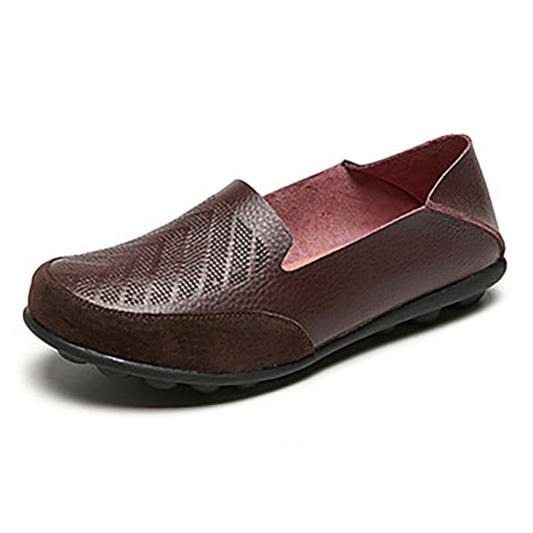 Dam Loafers Slip On Flats Halkfri Walking Comfort Casual Shoe Brun 41