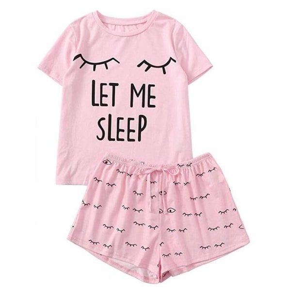 Dam Lös Pyjamas Set Pjs Kortärmade Toppar Korta nattkläder Pink,4XL