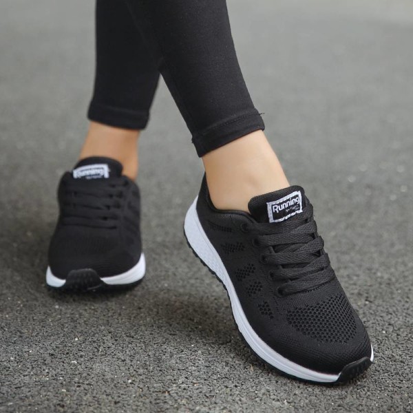 Löparsneakers för damer som andas casual atletiska skor Black,38