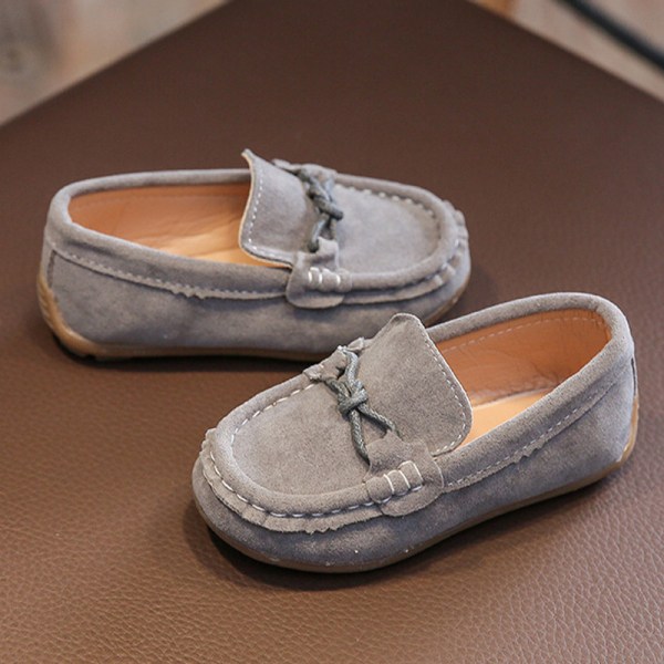 Boys Bownot Suede Upper Boat Kengät Pehmeä Hollow Out Moccasins Grå-2 26