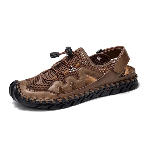 Miesten pyöreäkärkiset sandaalit hengittävät casual kengät rantakengät Khaki,40