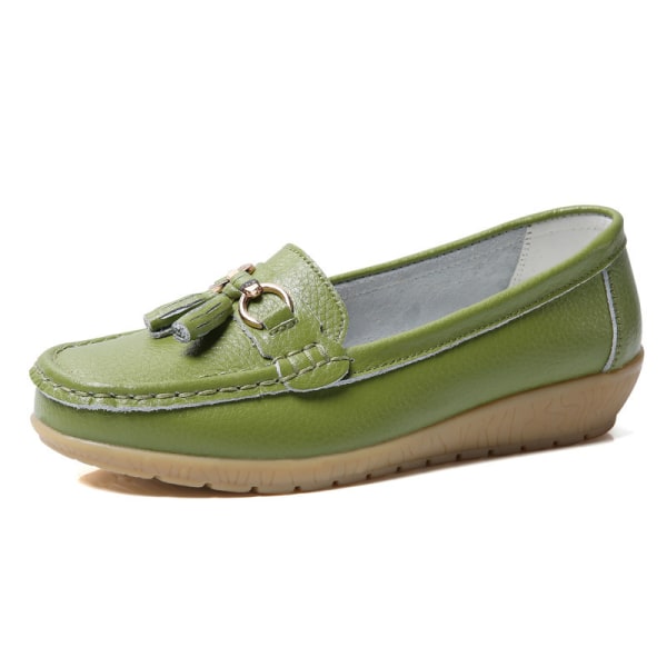 Dam Loafers Flats Slip On Flat Shoes Square Toe Anti Slip gräsgrön 40
