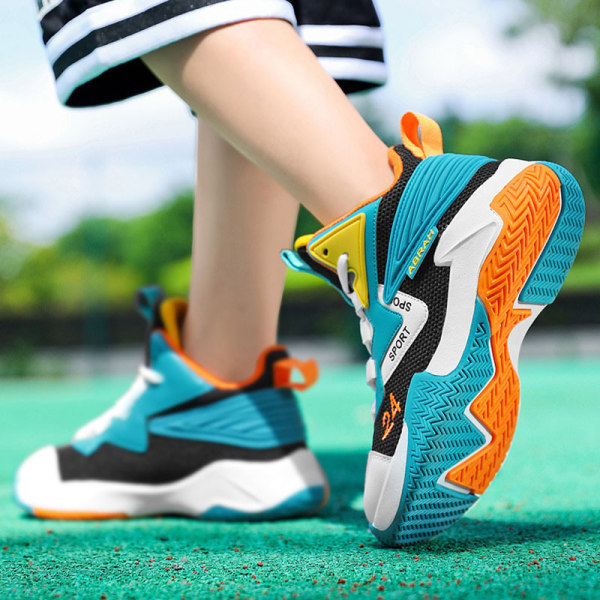 Kids Comfort Trainers Jogging Lätta snörning atletiska skor Orange 40