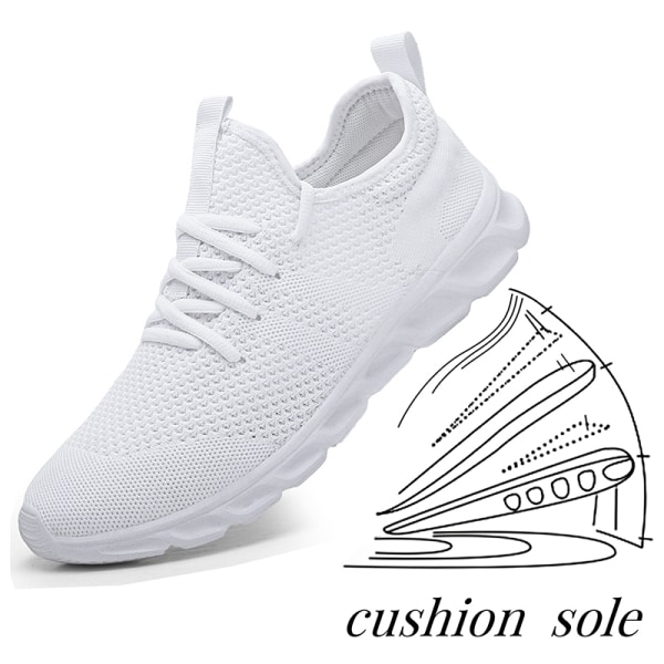 Unisex Solid Color Mesh Sneakers Bekväma Sneakers med mjuk sula Vit 41
