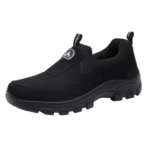 Slip-on Walking Shoes för män Loafers Andas Mesh Casual Shoes Svart US 12