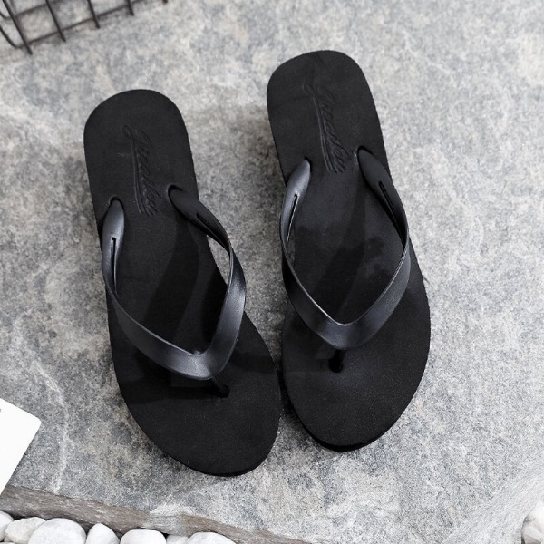 Kvinders flip-flops højhælede sandaler strandtøfler indendørs Simple Black 36