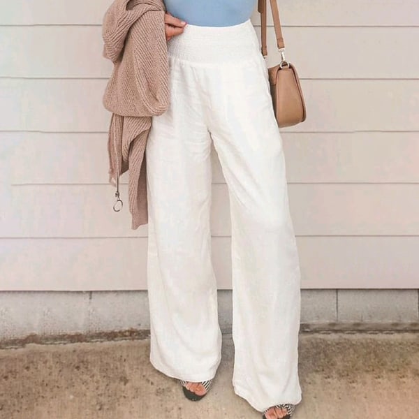 Naisten housut casual , löysä kesälomaranta päivittäinen asu White XL