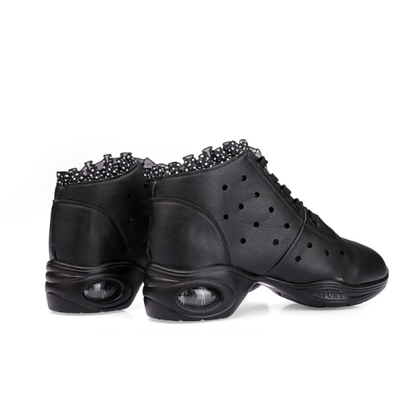 Dam Komfort Jazz Skor Athletic Non Slip Shoe Dancing Sneaker Svart-1 36