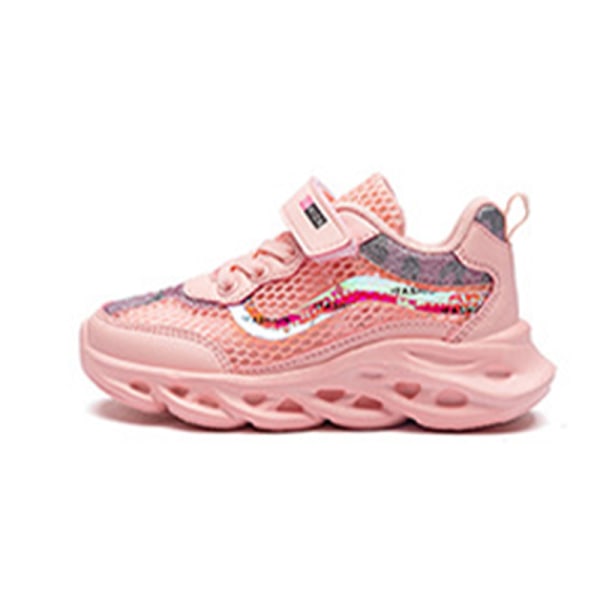 Barn flickor kardborre casual mjuk sula sneakers Pink 29