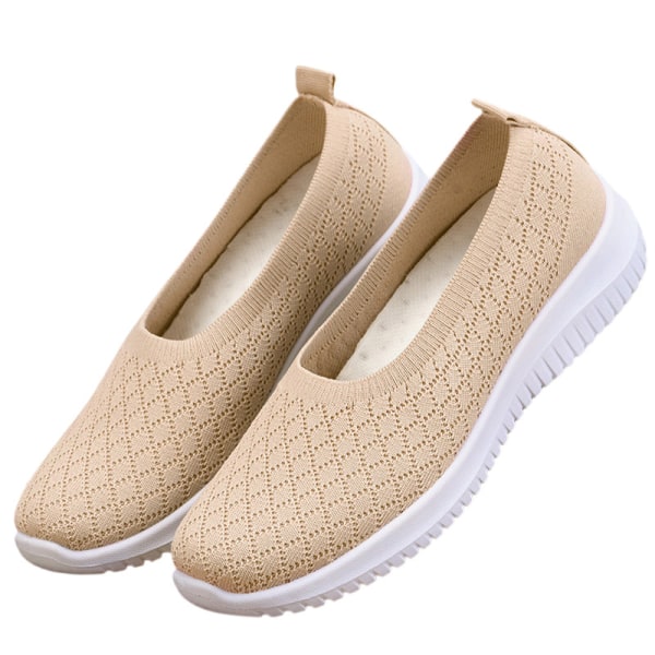 Dam Lättvikts Slip On Sneakers Tennis Bekväma Beige 38