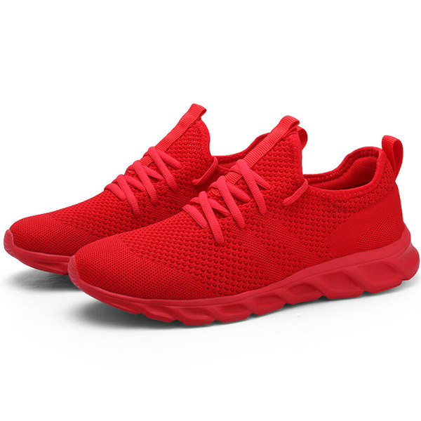 Unisex Solid Color Mesh Sneakers Bekväma Sneakers med mjuk sula Röd 41