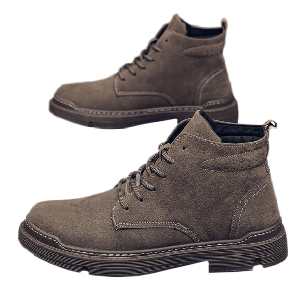 Män Casual Shoes Comfort High Top Ankel Boot Walking Fashion Brun 43