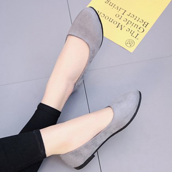 Kvinder Ballet Flats Shoe Casual Comfort Slip On spidstå arbejde Gray 35