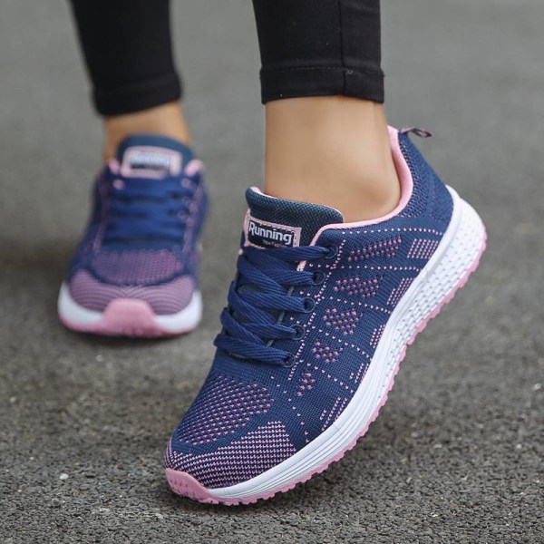 Löparsneakers för damer som andas casual atletiska skor Navy Blue,35