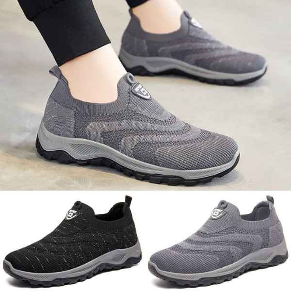 Lätta Stretch Sock Sneakers för män Casual Sneaker med rund tå grå 39