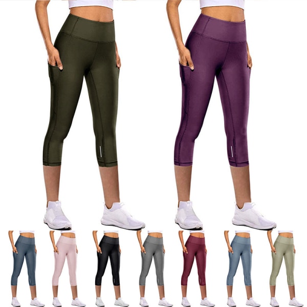 Naisten joogahousut, korkea vyötärö, leikatut leggingsit , fitness purple,M