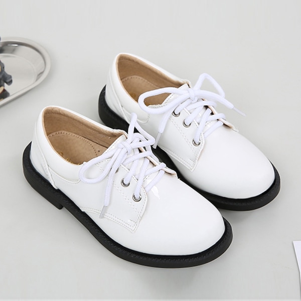 Boy Pu Läder Loafers Pure Color Låga klackar Oxford Uniform Flats Vit 38  0c4c | Vit | PU | Fyndiq