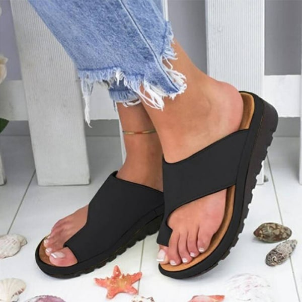 Comfy Platform Sandaler til kvinder Casual Slipper Anti-Slip udendørs Svart 36