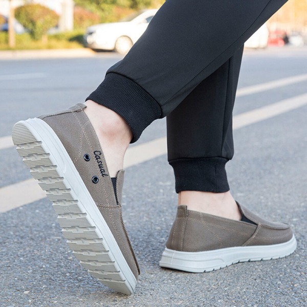 Herre Slip On Flats Casual Canvas Sko Komfortable sneakers Kaffe 45