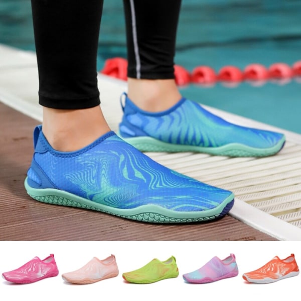 Unisex Color Block Fitness Workout Quick Dry Slip On Water Shoes Blå 42