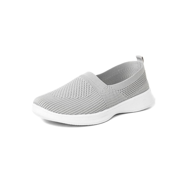 Dame Slip On Sneakers Komfortable Walking Sko Casual Flats grå 38