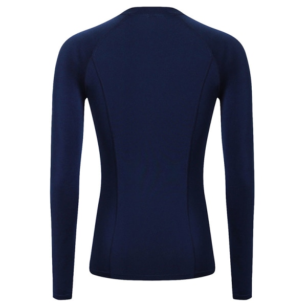 Damer Långärmade Sport T-shirts Kompression Yoga Toppar Fitness Navy Blue,L