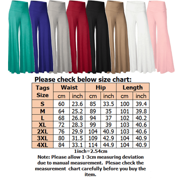 Løse yogabukser til kvinder med høj talje, brede ben og lange bukser Red,4XL