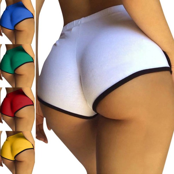 Naisten printed korkeavyötäröiset joogashortsit Sport Fitness Hot Pants White,S