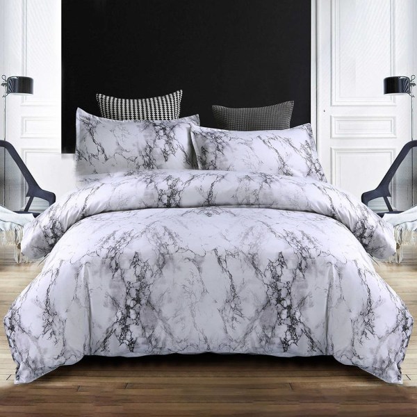 3 delar marmor täcke cover Sängkläder Set Örngott White,210x210cm