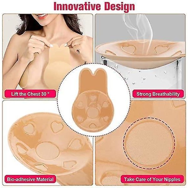 Body Tape, Invisible Strapless Adhesive Sticky Bra Set For Women 2*Skin 2*Black