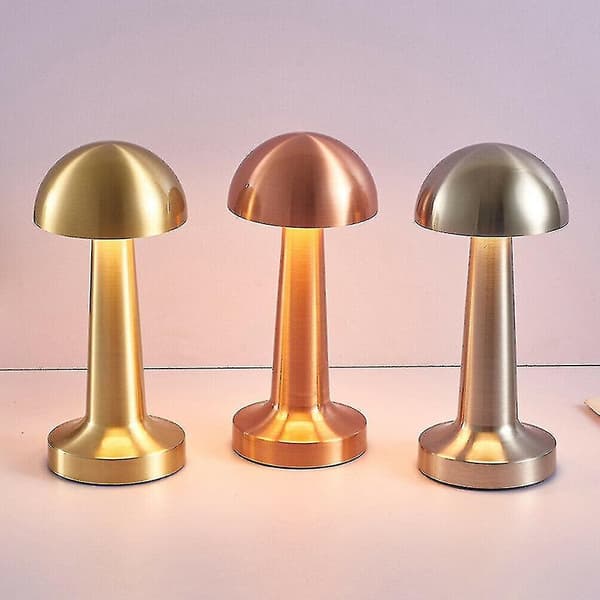 Rechargeable Led Table Lamp Touch Sensor Desk Light Bedroom Restaurant Bar Decor Bronze Dumbbell