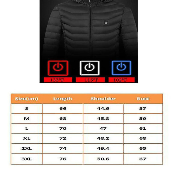 Heated Jacket Winter Outdoor Warm Electric Heating Coat 8 Heating Zones Coats Jackets M