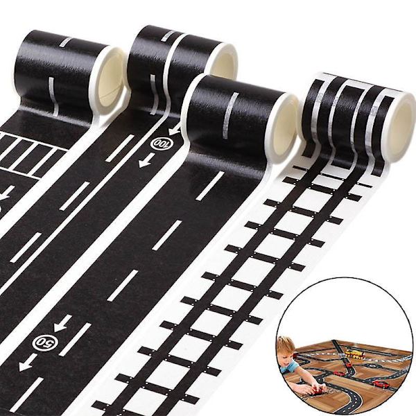 Kids Toy Car Road Adhesive Tape Removable Play Room Diy Track Floor Sticker White