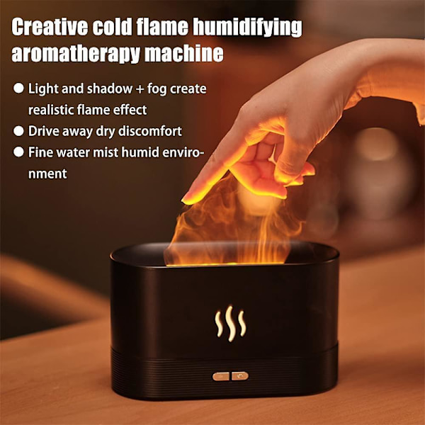 Aroma Diffuser med flammeeffekt Luftfukter og Aroma Diffuser, Eteriske oljer Diffuser 2 Justerbar tåkemodus, Auto Shut Off, For soverom Spa Yoga Of