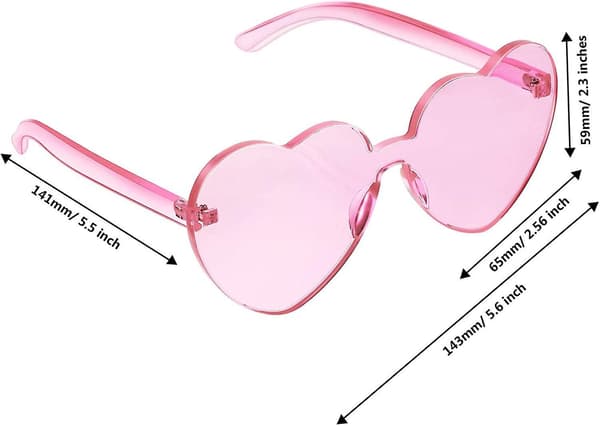 Hjerteformede solbriller, festsolbriller, godterifargede solbriller Light Pink