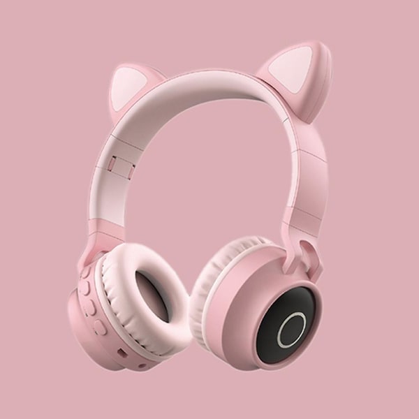 Bt-028c Over-ear Headphone Cat Ear With Colorful Led Wireless Full Cover Headset Pink