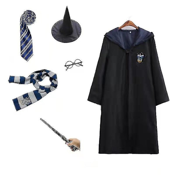 Caraele Harry Potter Poter 6 osainen setti Taika Velho Cosplay Naamiaisasu Viitta Puku blue 125CM