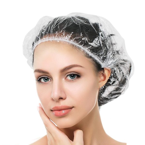 Shower Cap Disposable, 100 Pcs Bath Caps Large Thick Clear Plastic Elastic Hair Bath Caps For Women Kids Girls, Travel Spa, Hotel And Home Use,hair Sa