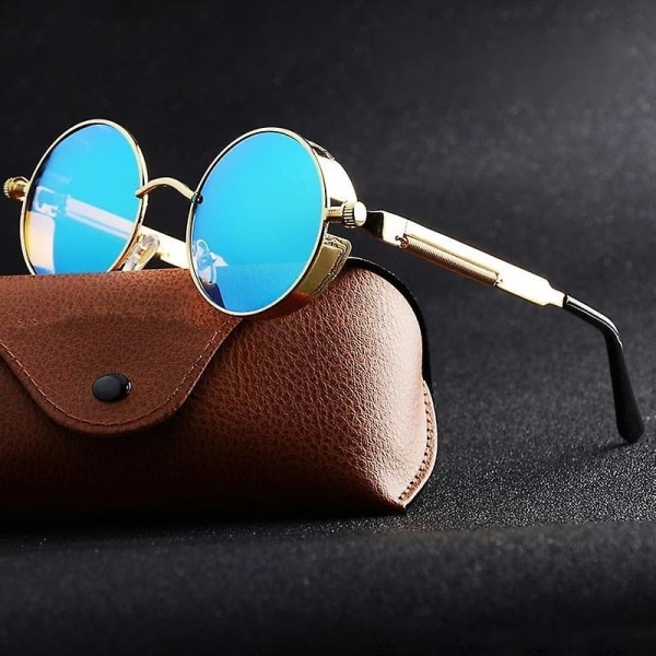 Round metal uv400 sunglasses steampunk men women fashion glasses Silver gray